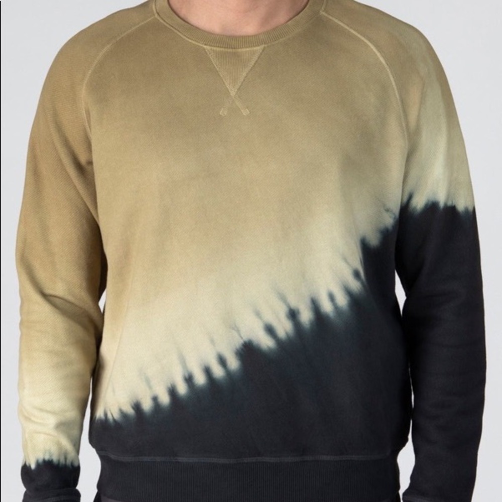 French Terry Color Blocked Diagonal Tie Dyed Sweatshirt In Chartreuse